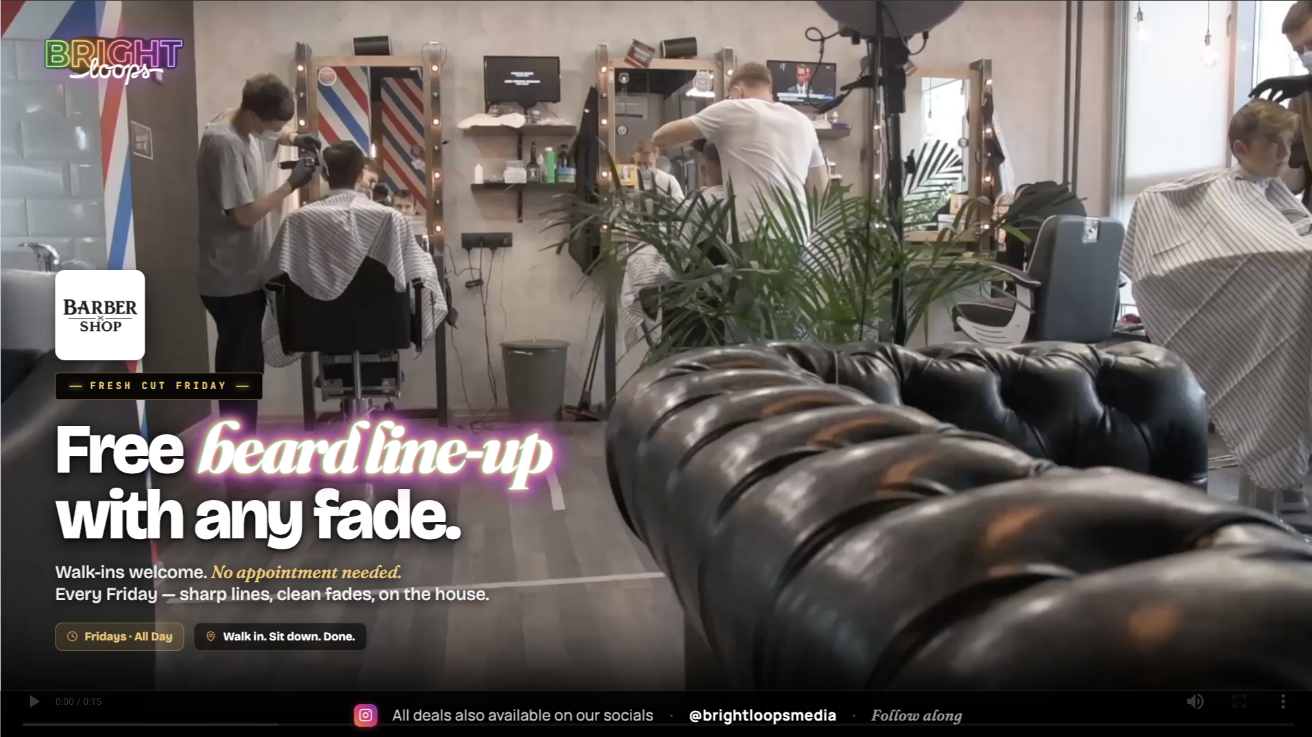 Bright Loops ad playing on an in-business screen